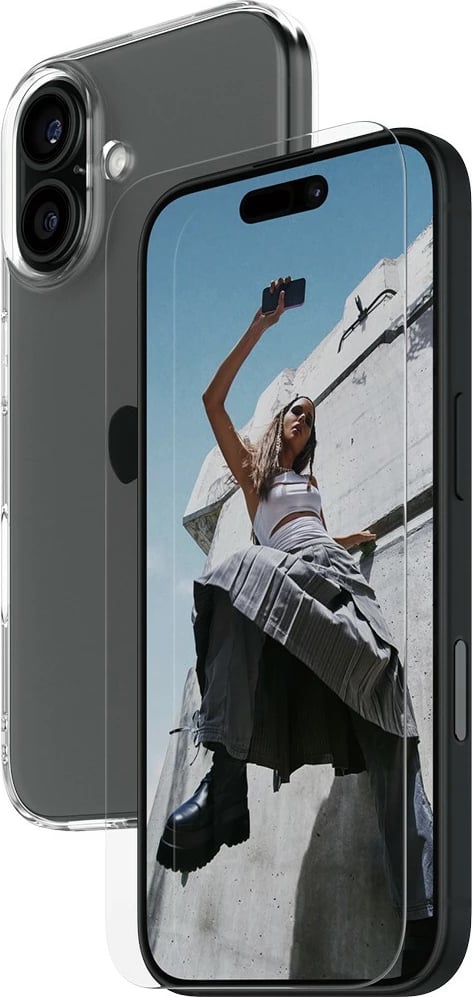 Mbështjellës PanzerGlass për iPhone 16, mbrojtës ekrani transparent, komplet 2-në-1