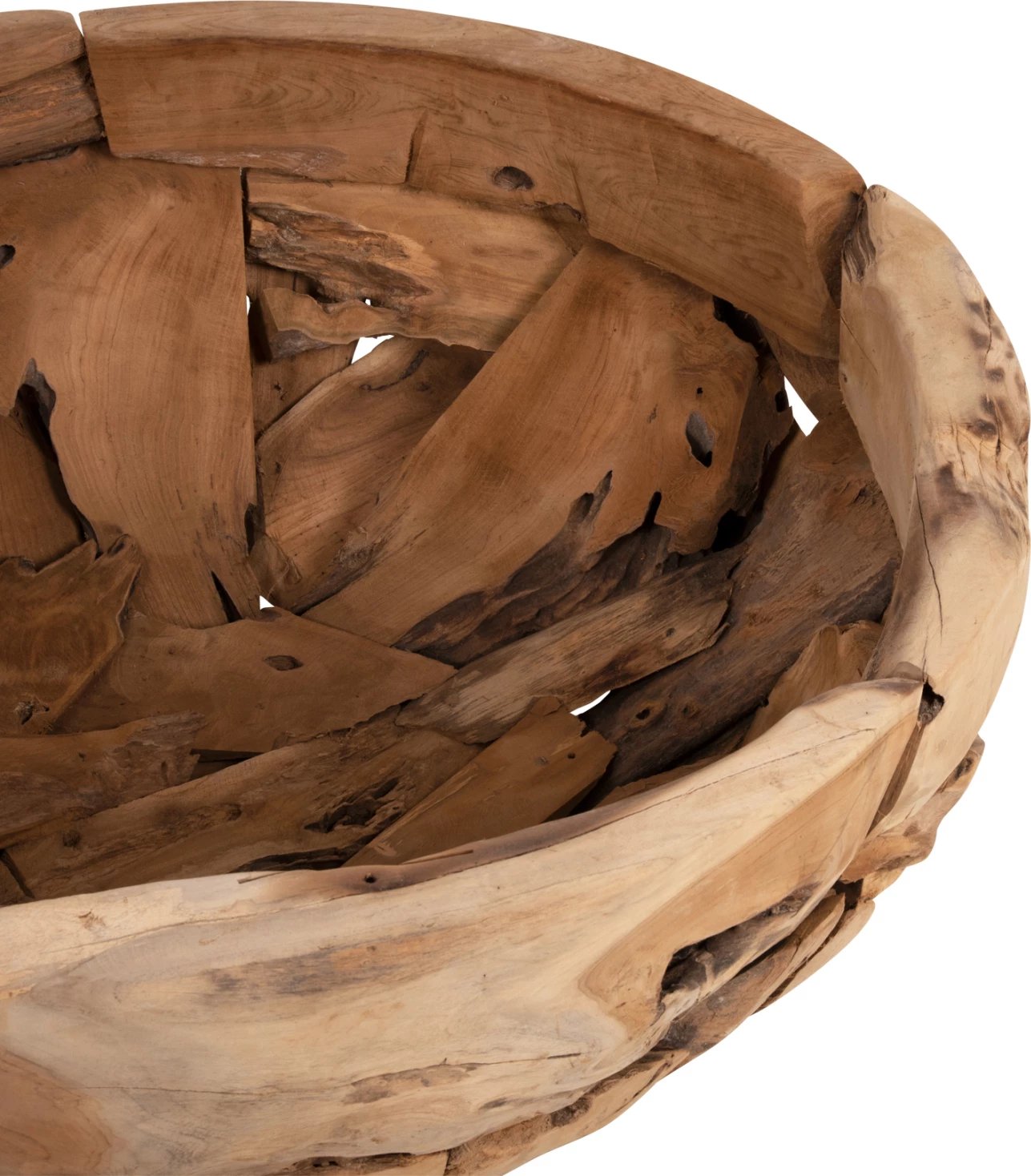 Tavolinë kafeje rrethore, copa rrënjë tik natyrale, FH4279, Φ100x43.5cm