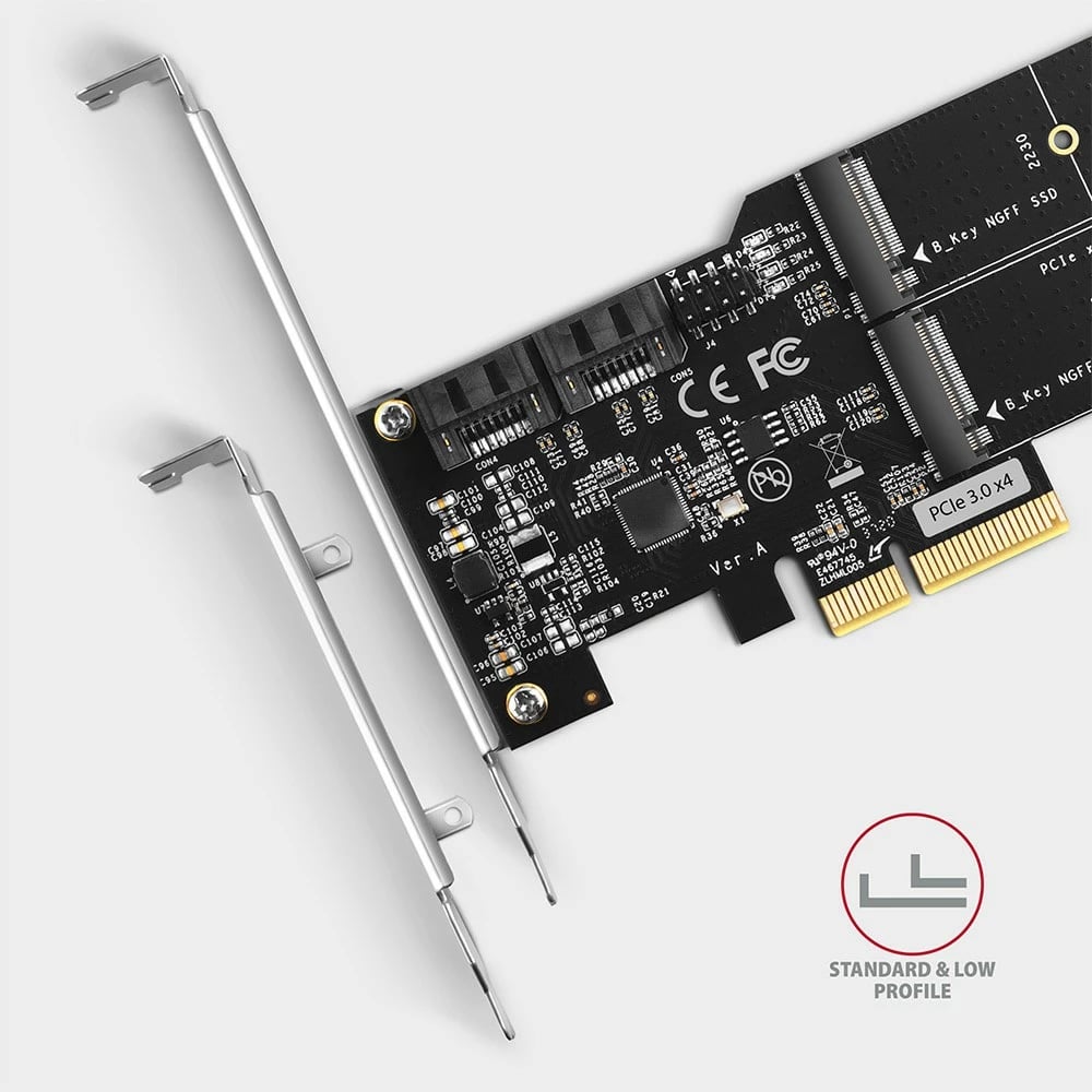 Kartë zgjerimi AXAGON PCES-SA4M2, 2x SATA 6G + 2x M.2 B-key SATA, PCIe, e zezë
