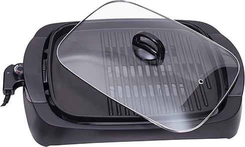 Grill elektrik, Adler, AD 6610, pllakë 38x28 cm, kapak xhami, dy sipërfaqe: e sheshtë dhe me vija, 3000W max