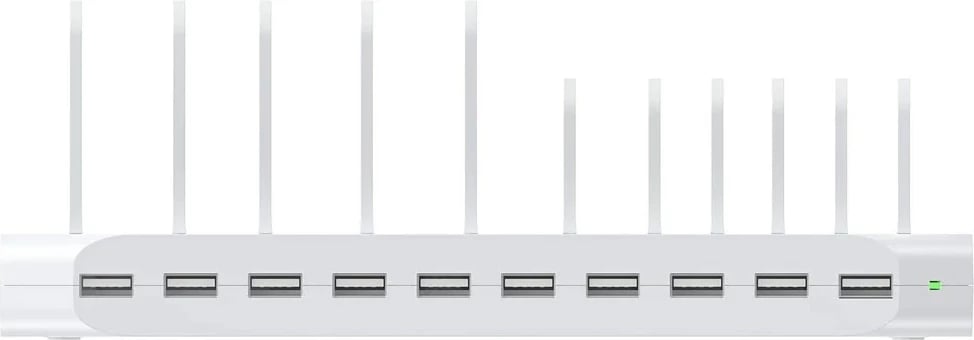 Stacion karikimi UNITEK, 10x USB, 2.4A, 60W, Bardhë