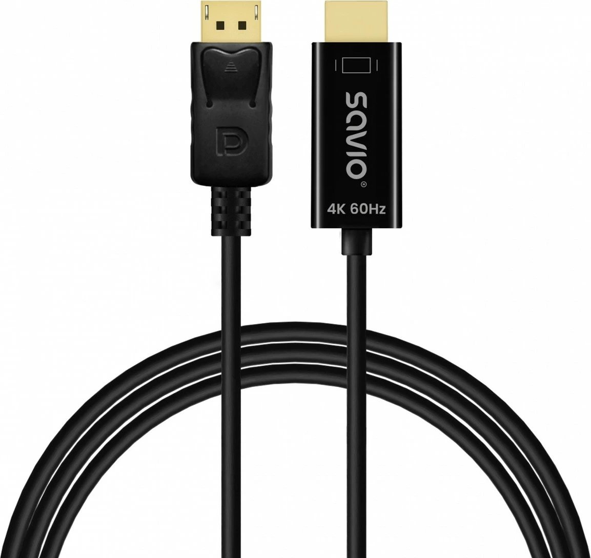 Kabllo DisplayPort në HDMI Savio CL-189, 1.5m, 4K 60Hz, e zezë