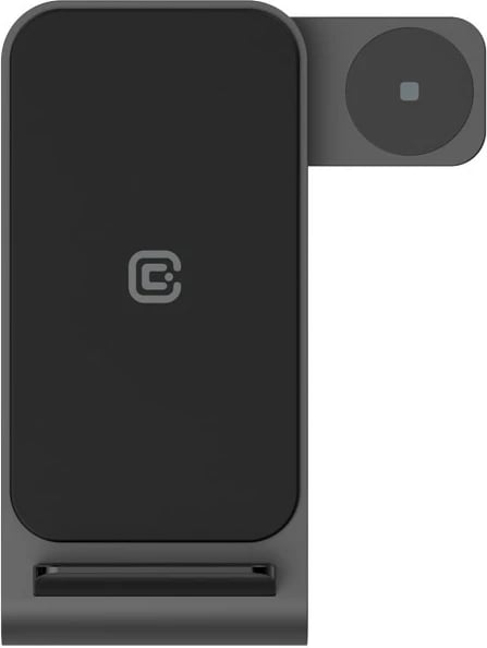 Karikues wireless 3-në-1 CRONG PowerSpot, për telefon, Galaxy Watch dhe kufje TWS, i zi