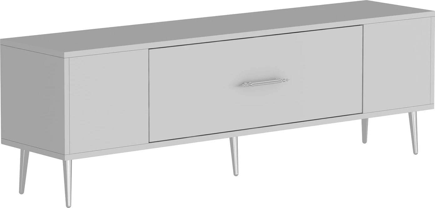 Komodë TV Skye Decor, e bardhë, argjend
