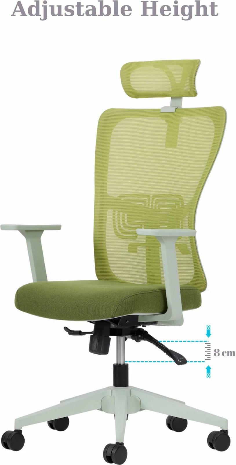 Karrige zyre ergonomike, ngjyrë e gjelbër, Skye Decor, 126 cm