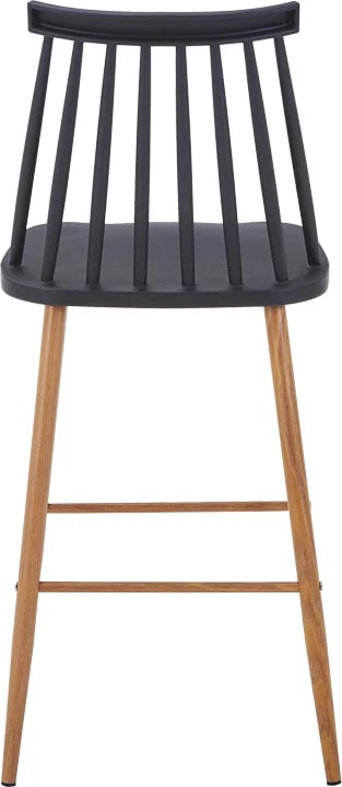 Karrige për bar Aurora I pp, ngjyrë e zezë - këmbë metali natyrale, 42x47x99cm