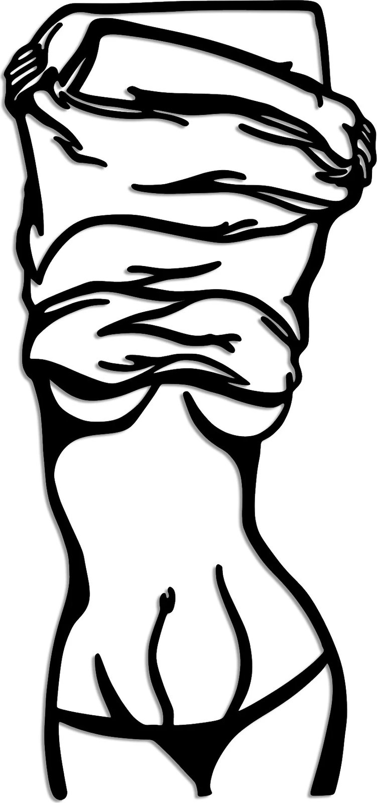 Aksesor dekorativ metalik për mur, siluetë gruaje duke u zhveshë, Wallity, ngjyrë e zezë