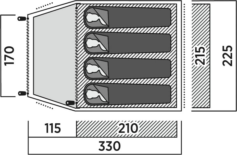 Tendë kampingu Easy Camp Setesdal 4, e gjelbër