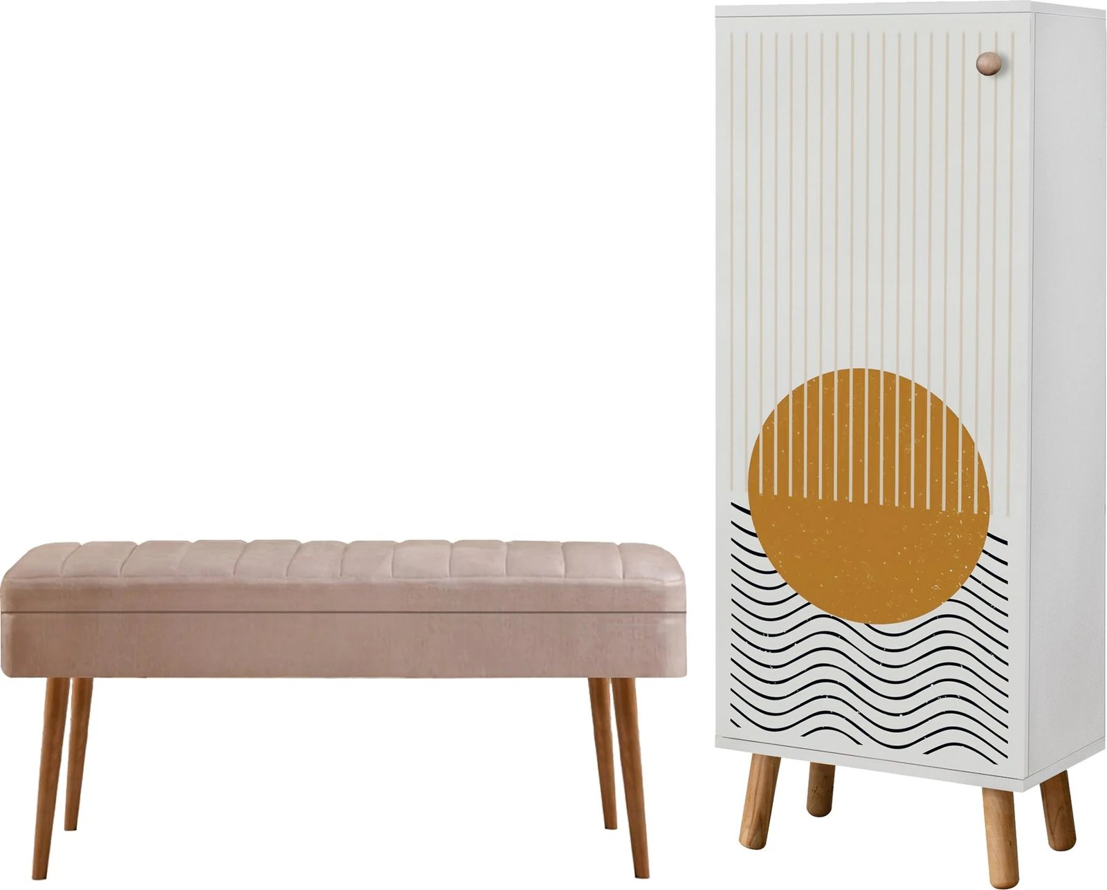 Set mobiljesh për korridor, ngjyrë e bardhë dhe gur, Skye Decor, 949-0900