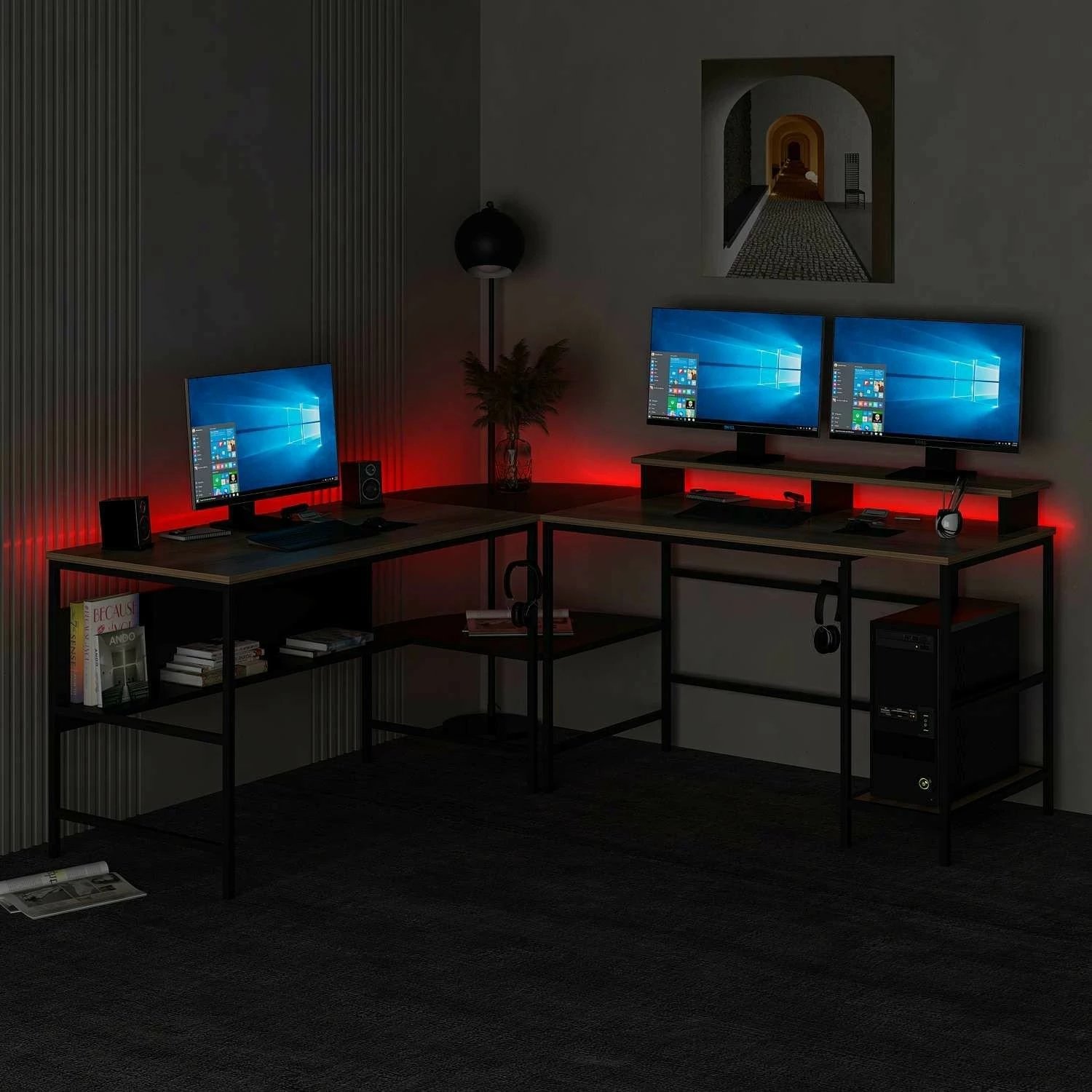 Tavolinë pune për studim, Skye Decor Greta RGB, dore, e zezë