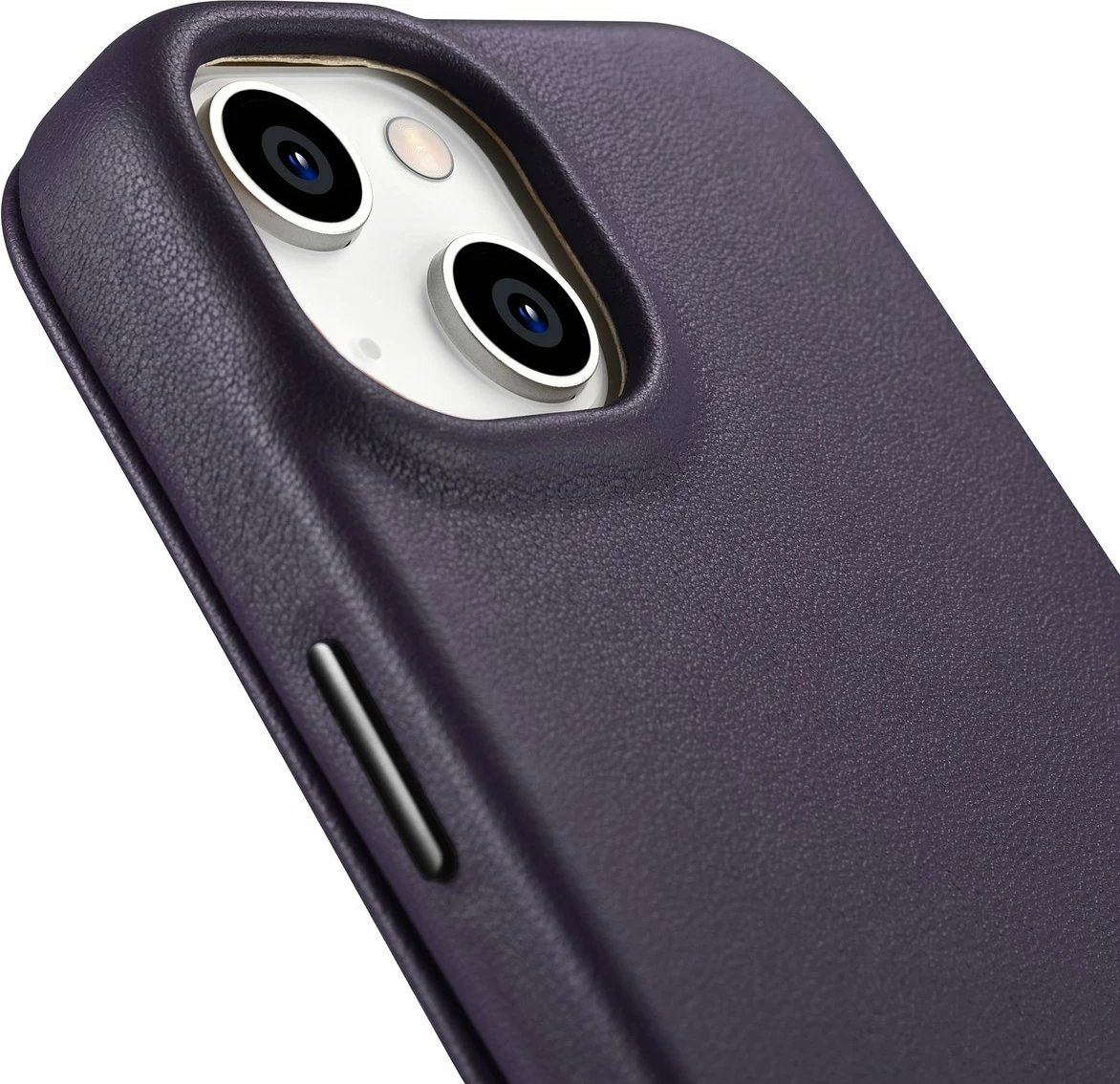 Mbështjellës iCarer CE Premium lëkurë, për iPhone 14 Plus, MagSafe, vjollcë e errët