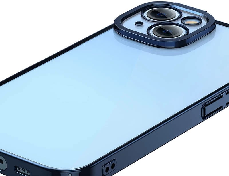 Mbështjellës Baseus Glitter me xham të temperuar për iPhone 14 Plus, Blu, set