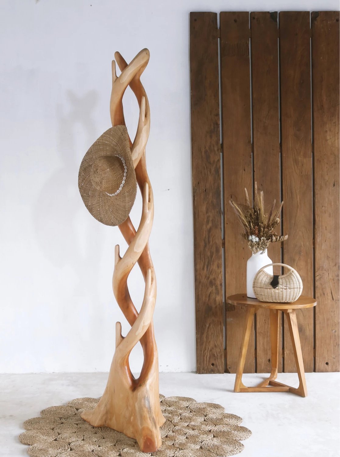 Varese për pallto prej druri Suar, ngjyrë natyrale, FH9365, 40x40x200 cm