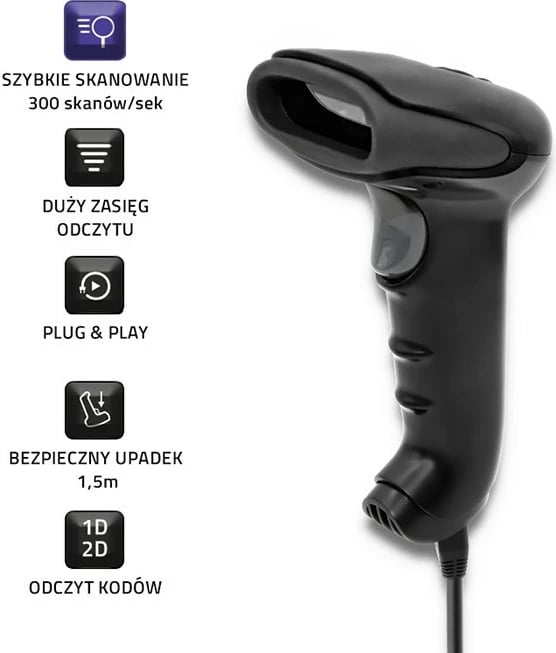 Lexues barkodash pa tela Qoltec 50868, 1D/2D, i zi