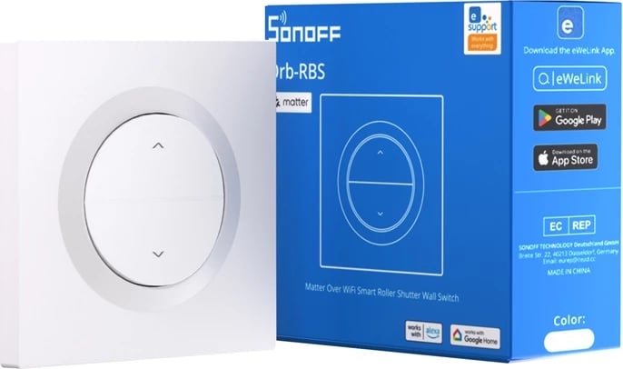 Kasë muri e mençur Sonoff MINI-RBS-E, për roleta, Matter, Wi-Fi, Bardhë