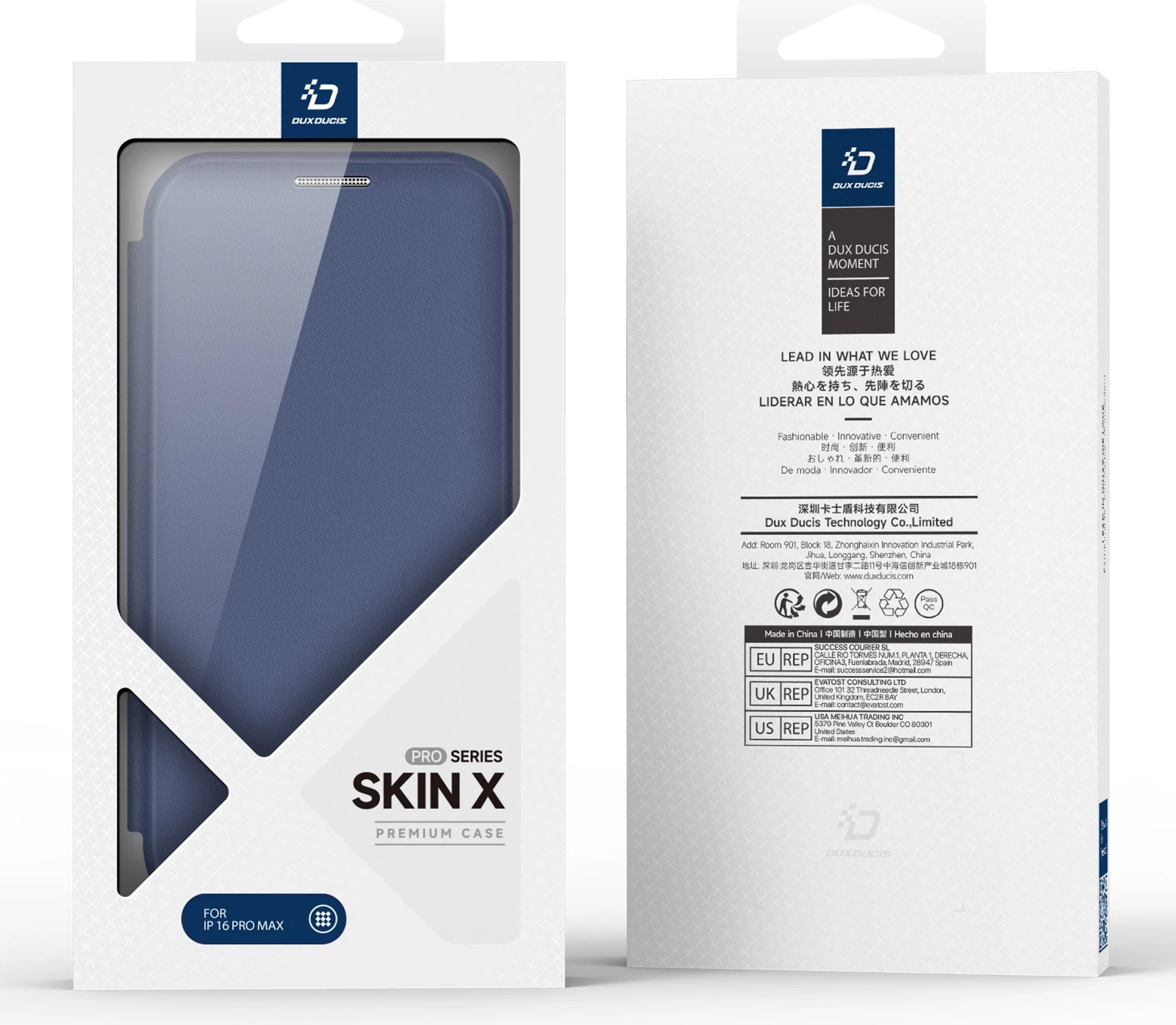 Mbështjellës Dux Ducis Skin X Pro për iPhone 16 Pro Max, MagSafe, me kapak, Kaltër