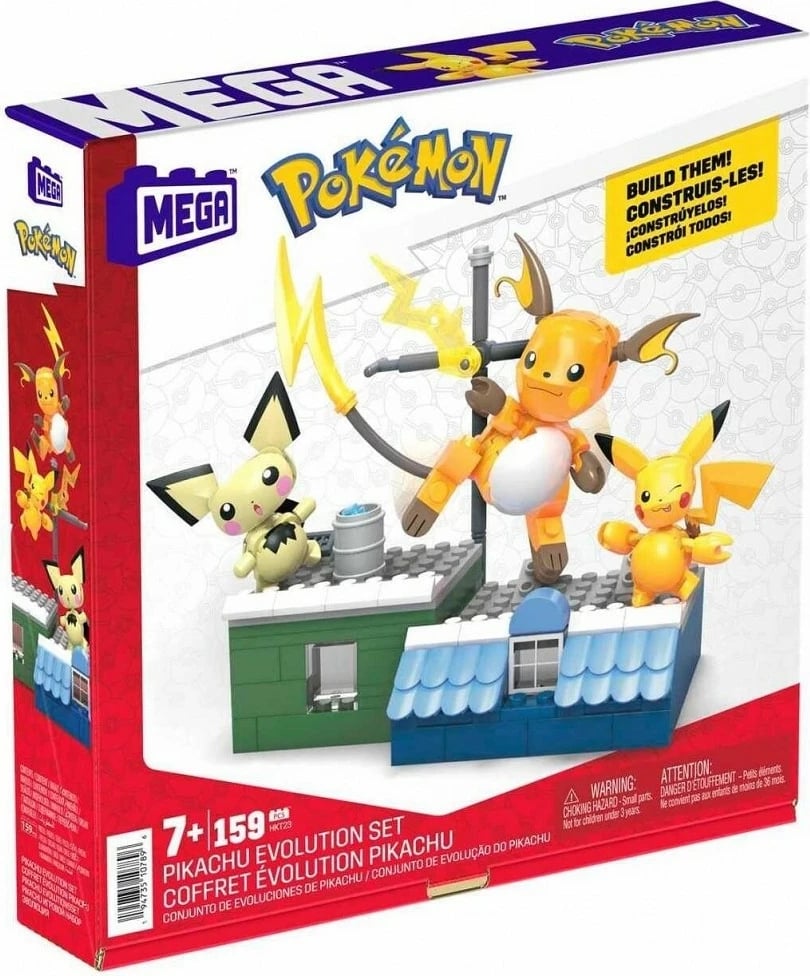 Set ndërtimi Mega Bloks Pokemon Evolution Pikachu HKT23, 159 pjesë, plastikë