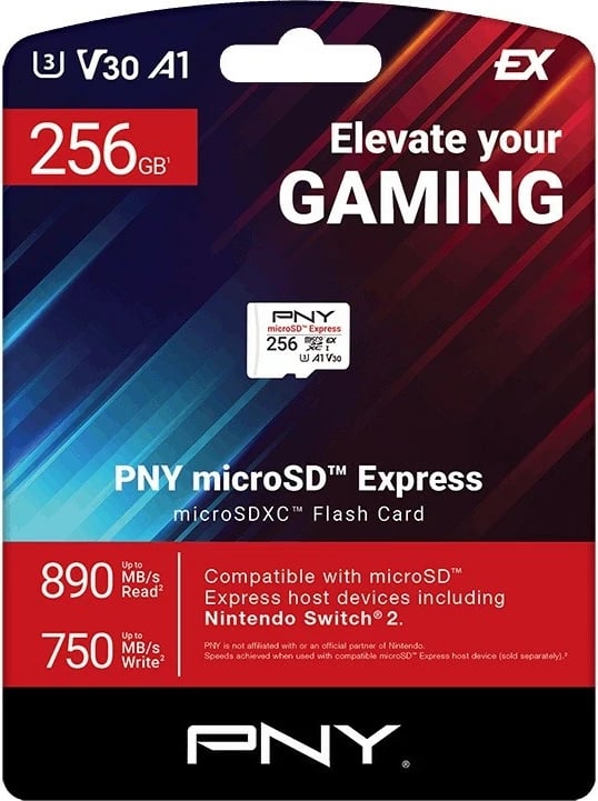 Kartelë memorie microSD Express PNY 256GB, SDXC, UHS-I, pa adapter, e bardhë