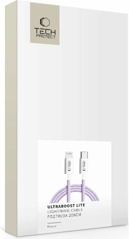 Kabllo karikimi Tech-Protect Ultraboost Lite, USB-C në Lightning, 2m, Violet