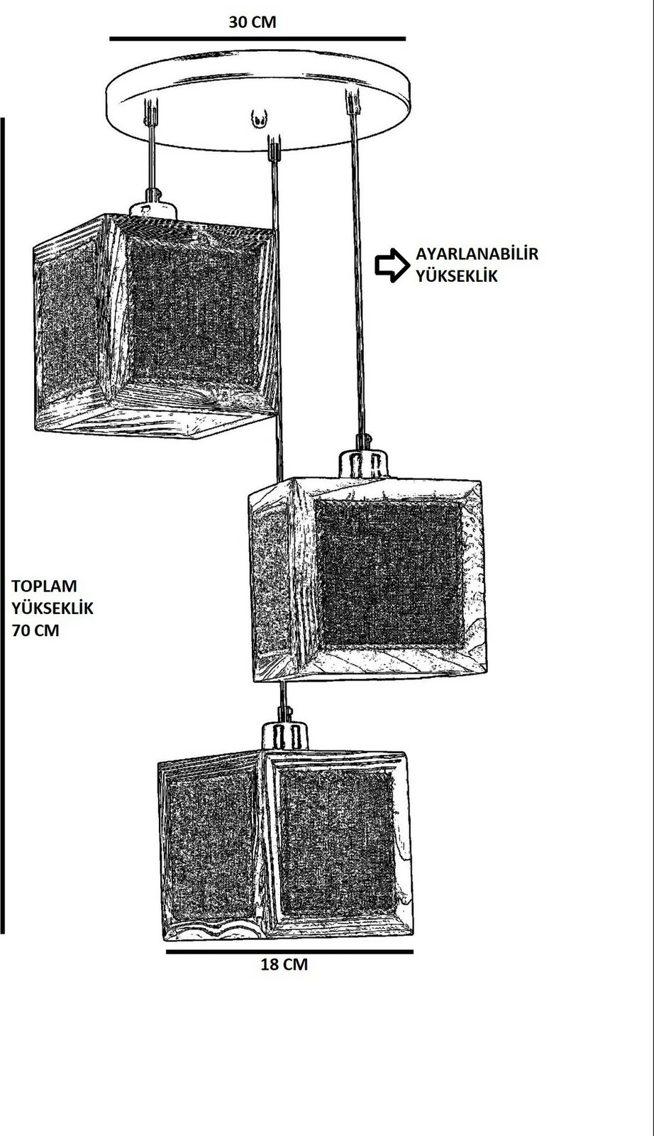 Llambë tavani Opviq, 8703-3, dru bredhi, e zezë dhe ratan