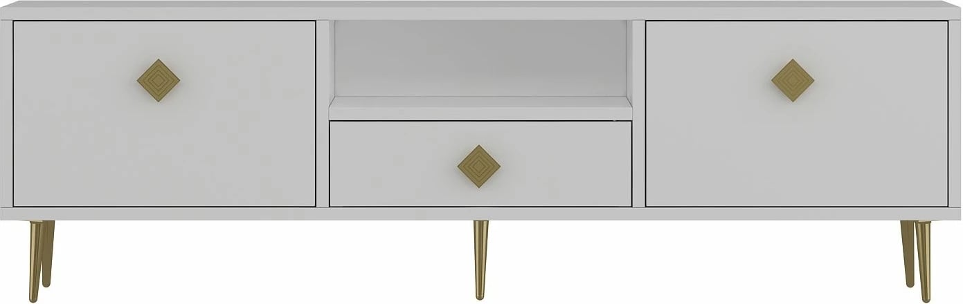 Komodë për TV Skye Decor, 1308-DROP-1, e bardhë, e artë