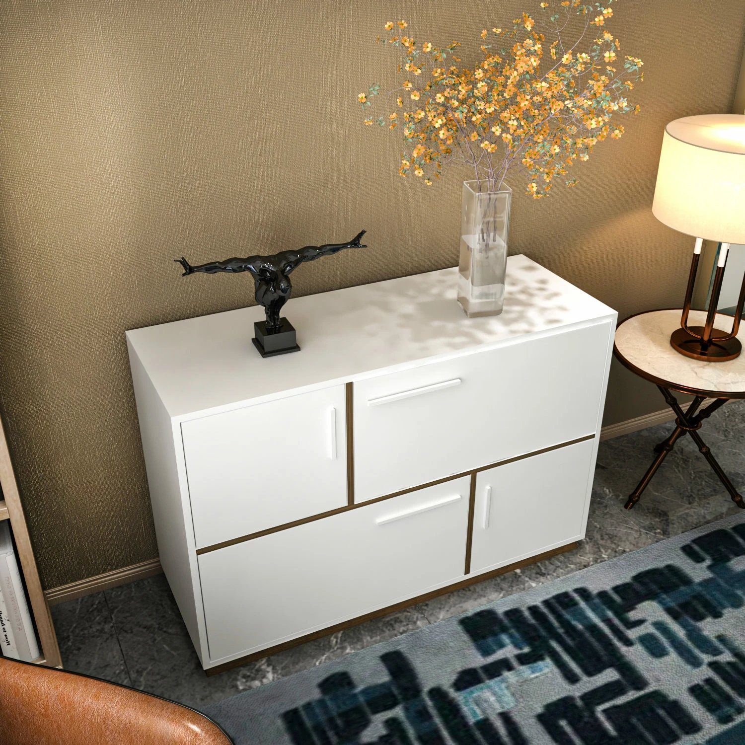 Konsol Skye Decor, e bardhë, arre