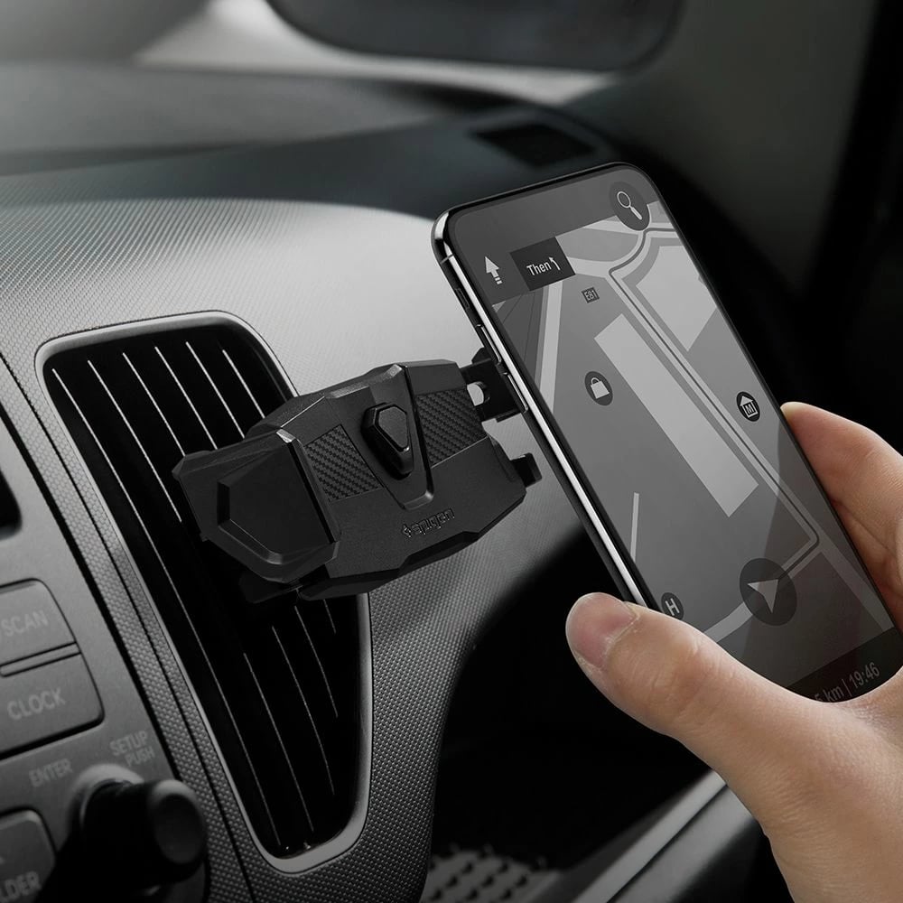Mbajtës për celular Spigen Click.R, për veturë, i zi