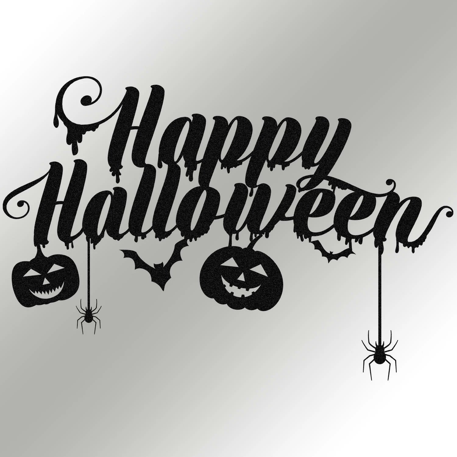 Aksesor dekorativ metalik për mur, Wallity, Halloween 5, ngjyrë e zezë, 59x40cm