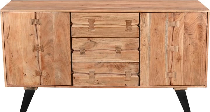 Bufe Leontina, dru akacie i fortë, këmbë metalike të zeza, 150x45x86cm