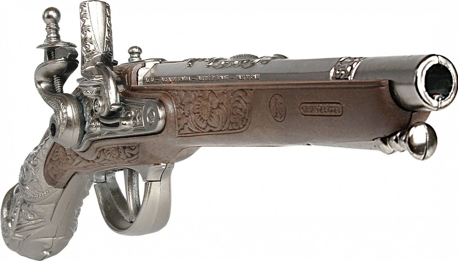 Pistoletë lodër metalike Pulio Gonher Pirate, 27 cm, Kafe/Argjend