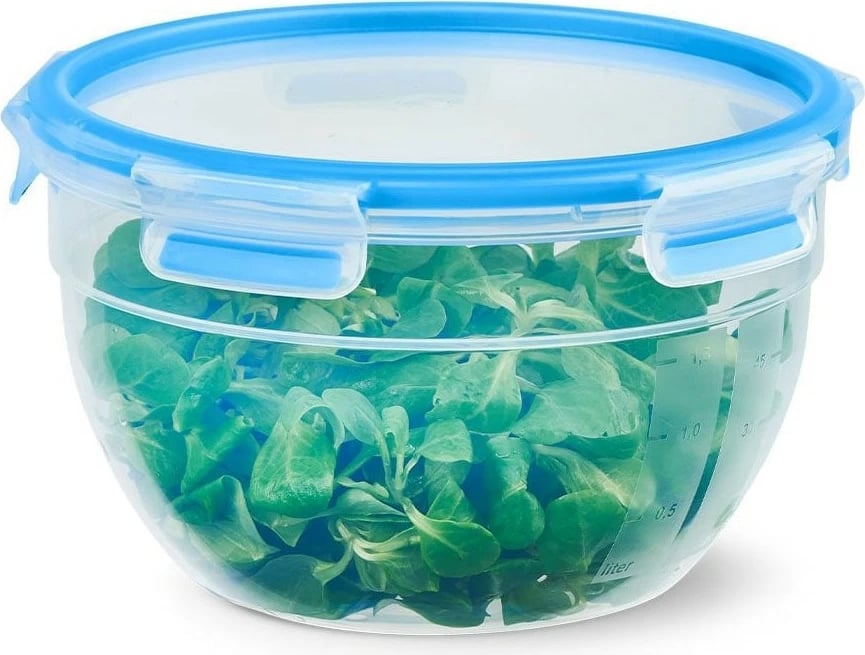 Enë plastike Emsa N1011400 Clip & Close, rrumbullakët, transparente/kaltër