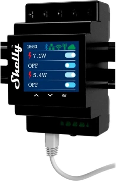 Kontrollues Shelly PRO 4PM, 4 kanale, matje energjie, i zi