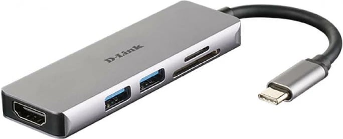 Hub USB-C, D-Link DUB-M530, HDMI 4K, 2x USB 3.0, lexues SD/microSD, Thunderbolt 3, e zezë