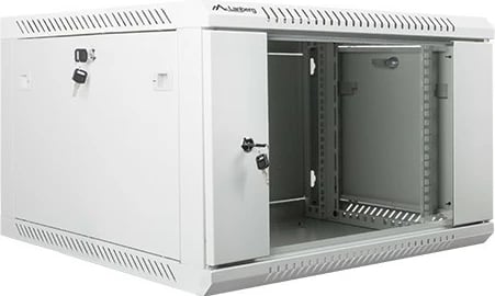 Kasë rrjeti Lanberg WF01-6606-10S, 19", 6U, 600x600mm, derë xhami, Gri