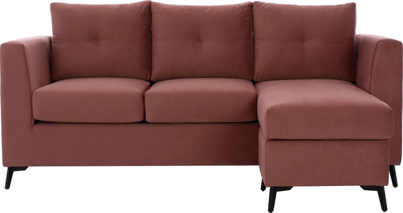 Divan qoshe PONZA, rozë e zbehtë, këmbë të larta, 2 copë, pëlhurë rezistente ndaj njollave dhe ujit