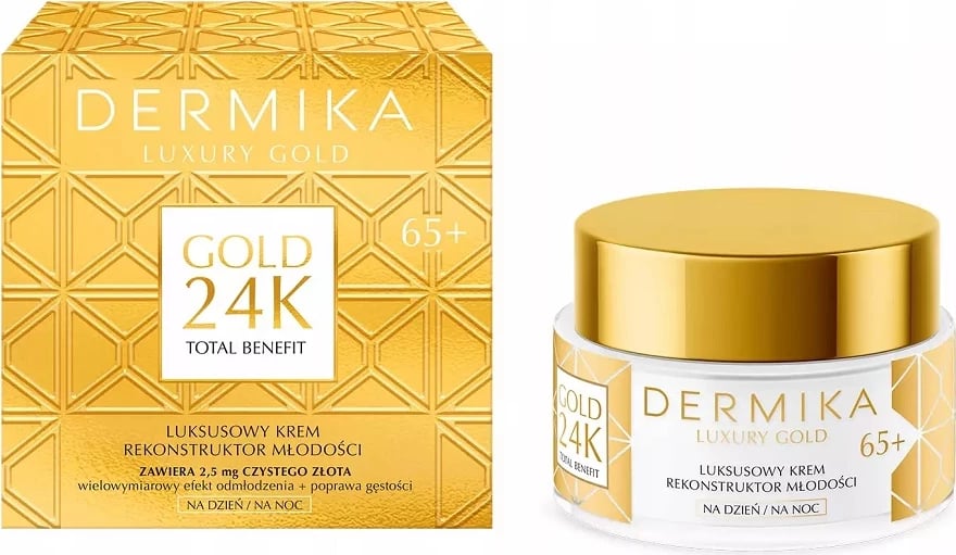Krem fytyre për femra Dermika Luxury Gold 24K Total Benefit Luxury Rejuvenation Cream 65+, 50ml Krem fytyre për femra Dermika Luxury Gold 24K Total Benefit Luxury Rejuvenation Cream 65+, 50ml