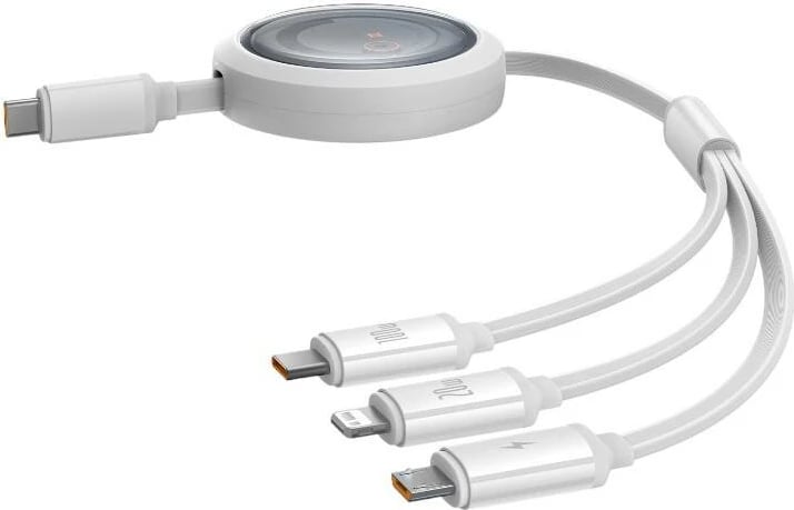 Kabllo karikimi 3-në-1 Baseus Free2Draw, USB-C në USB-C/Lightning/Micro, 100W, 1.1m, Bardhë Kabllo karikimi 3-në-1 Baseus Free2Draw, USB-C në USB-C/Lightning/Micro, 100W, 1.1m, Bardhë