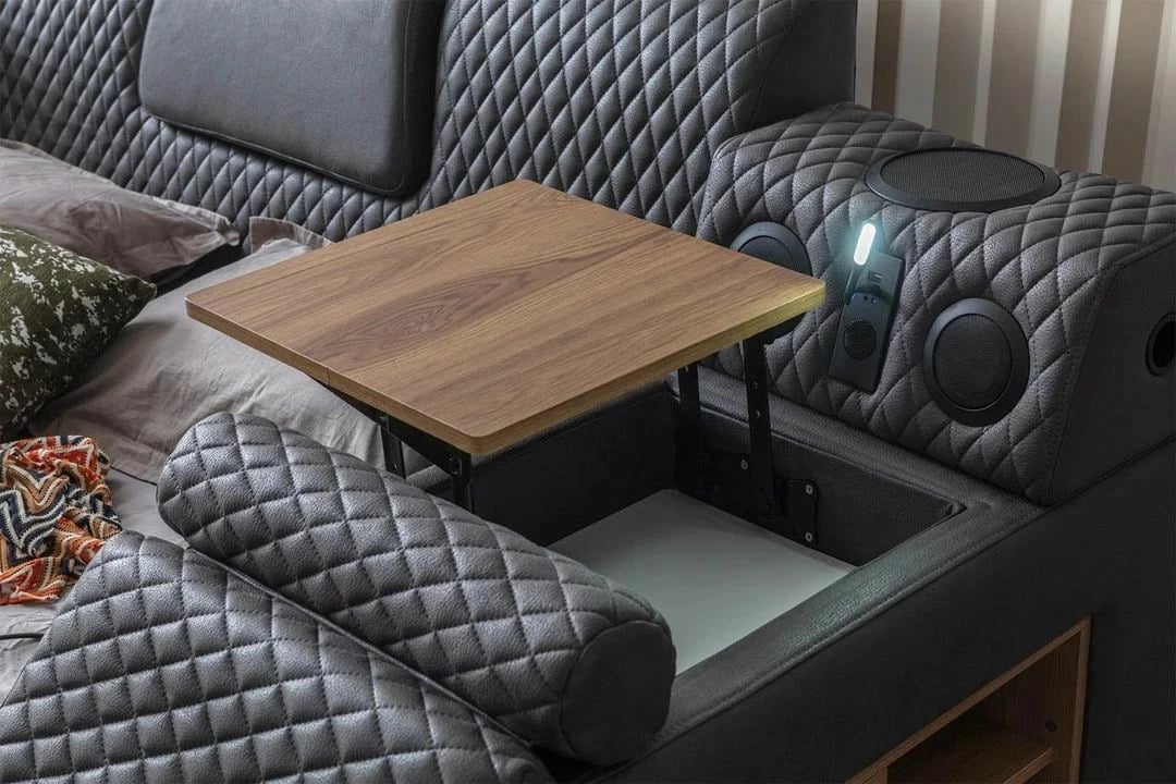 Krevat dopio me masazh, USB, audio, ngjyrë e zezë, Skye Decor Escalade Smart