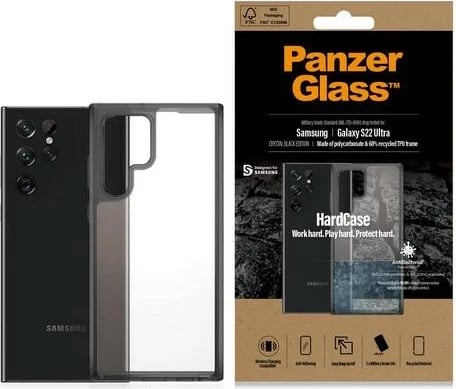 Mbështjellës PanzerGlass HardCase për Samsung Galaxy S22 Ultra, transparent