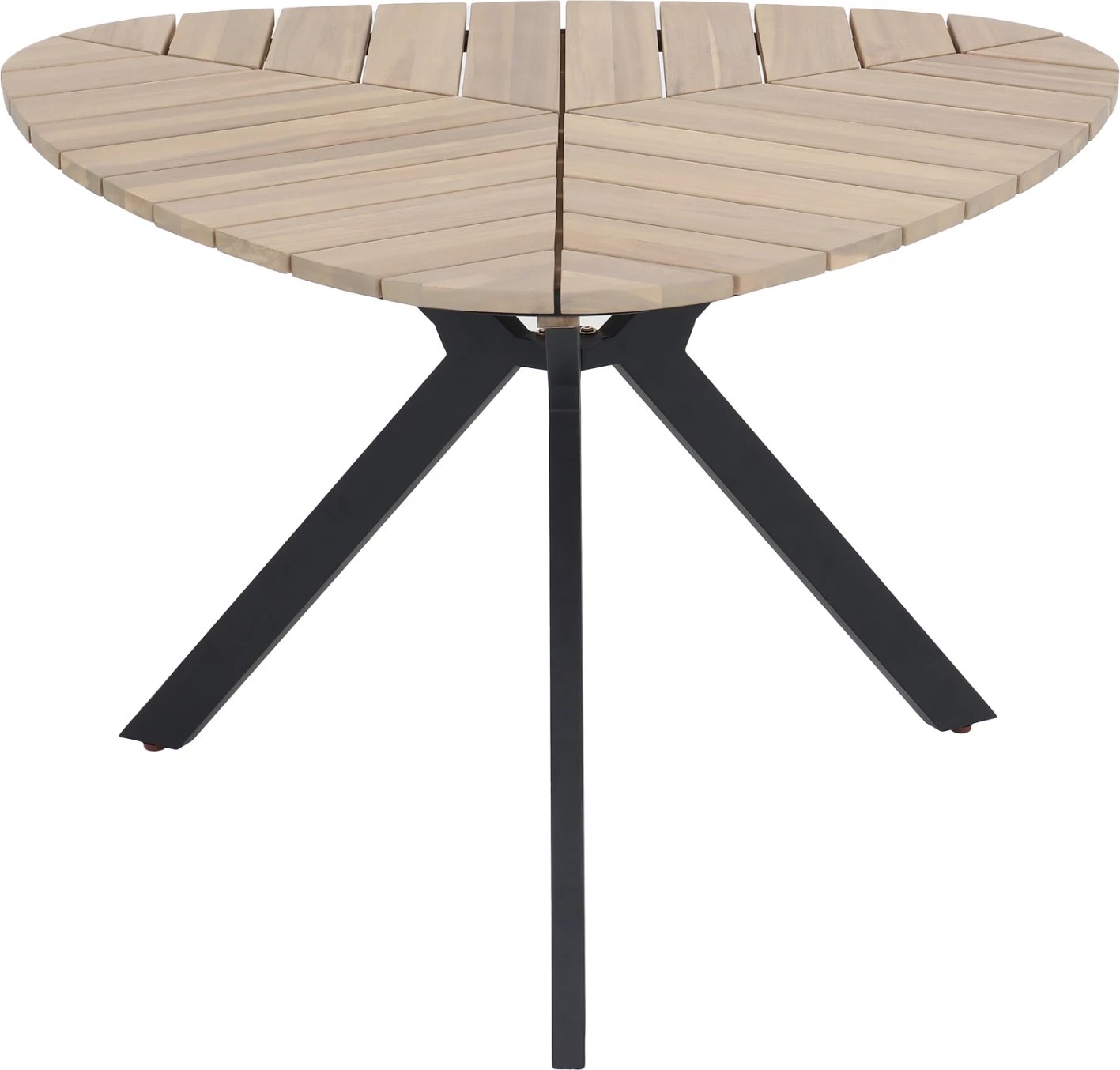 Tavolinë për jashtë, formë gjethje, dru akacie, këmbë metalike, FH6242, 120x73cm