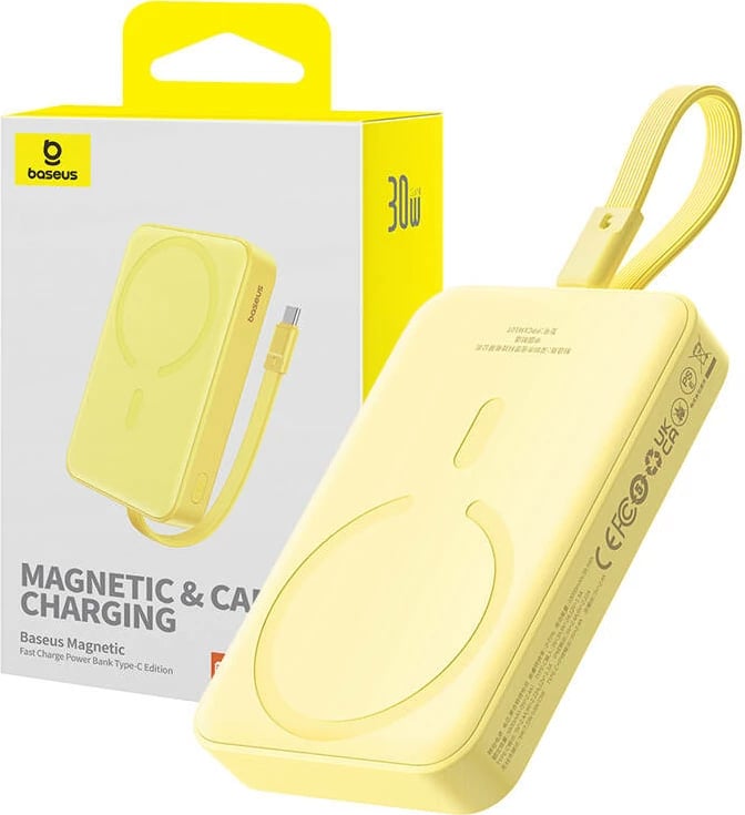 Powerbank Baseus Magnetic Mini 10000mAh 30W MagSafe, verdhë
