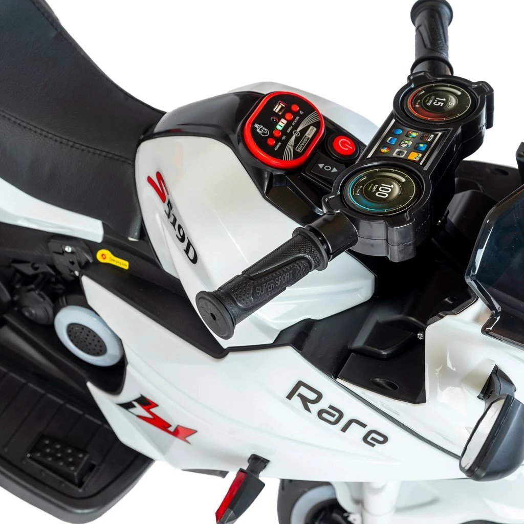 Motoçikletë elektrike për fëmijë, Baby Mix, Rare, me 3 rrota, e bardhë