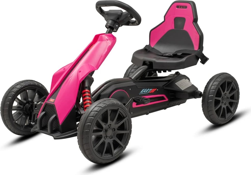 Go-kart me pedale, Baby Mix, Speedster, për moshë 3–8 vjet, ngarkesë 30 kg, rrota EVA 25 cm, frenë dore, rozë