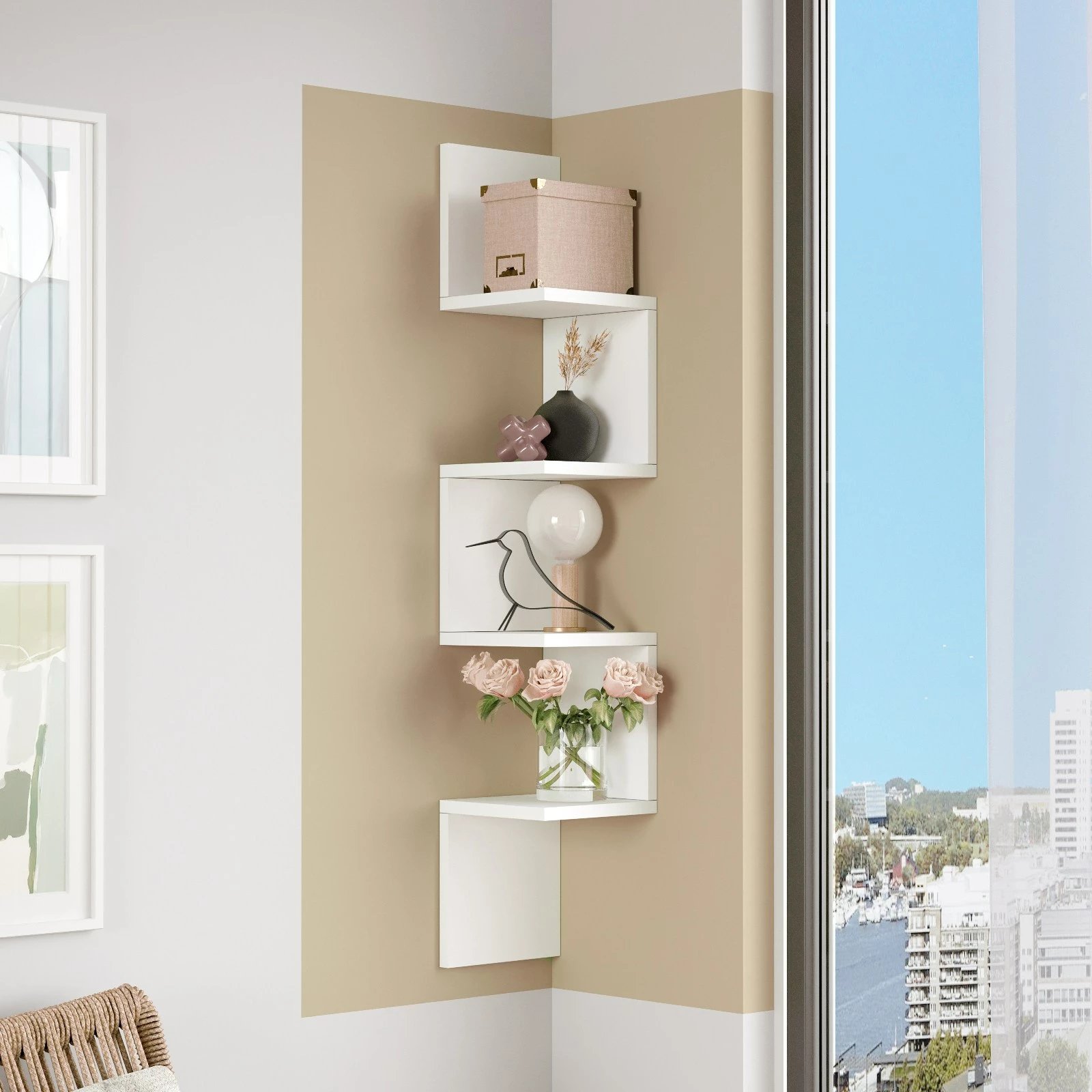 Raft muri Skye Decor, i bardhë, Wl9-W