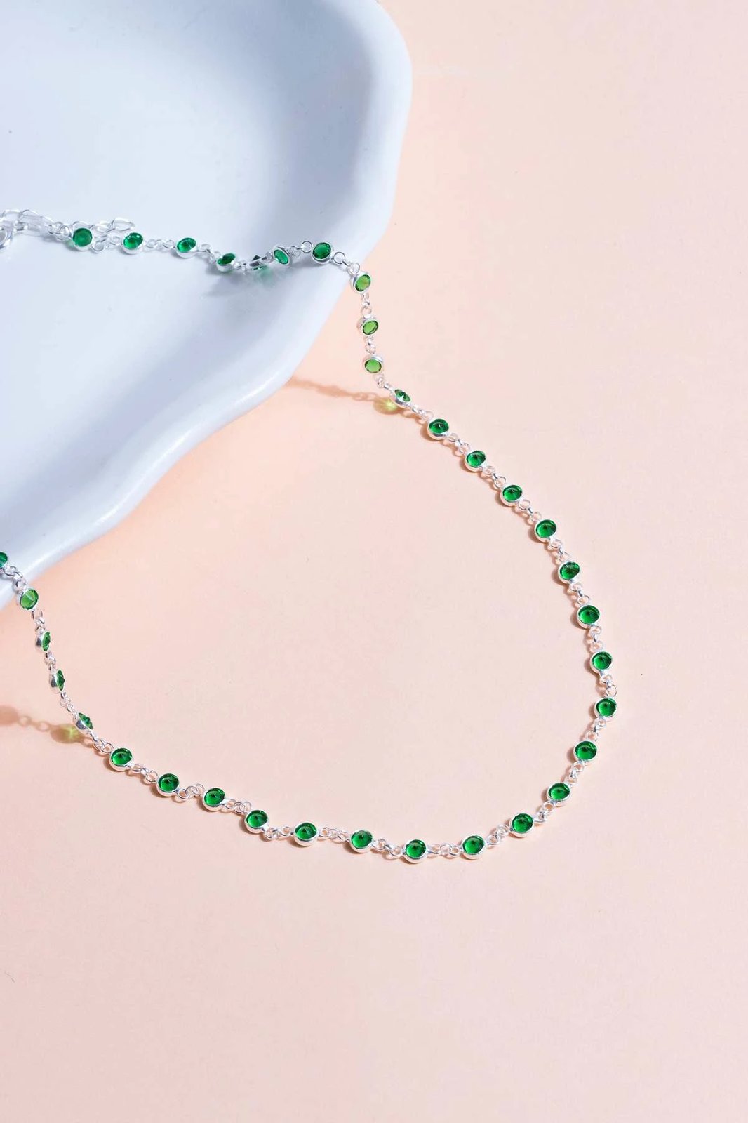 Qafore argjendi me gurë të gjelbër Jumeon, TFNY65228