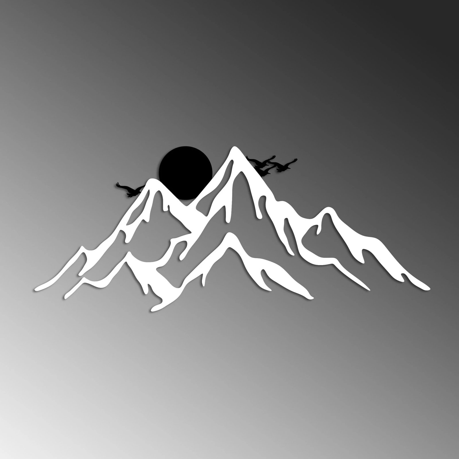 Aksesor muri dekorativ prej metali, Wallity, mal i plotë dhe male, 2 copë, ngjyrë e zezë dhe e bardhë, 50x21cm