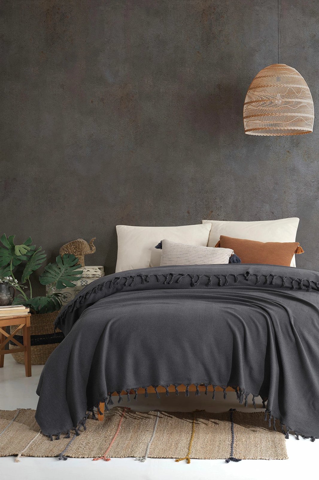 Batanije Double Pique, ngjyrë antracit, Sidney, 200x230cm