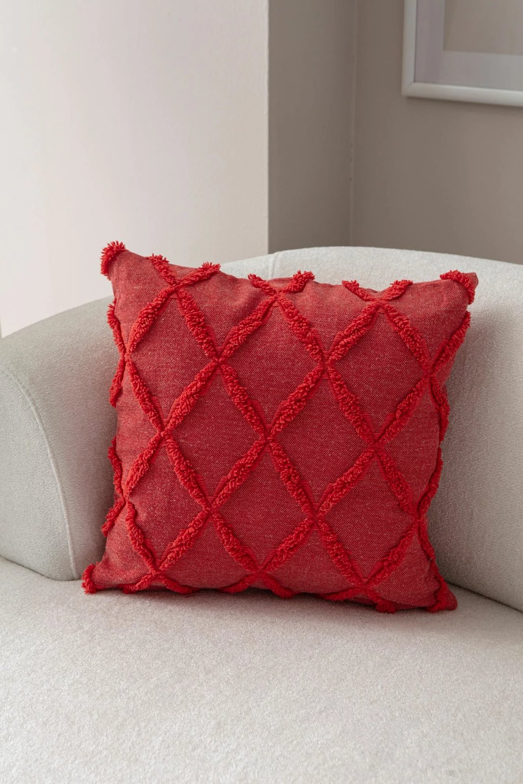 Jastëk dekorativ, ngjyrë e kuqe, Evila Originals, Tuffet - Red v1, 43x43cm