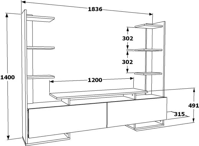 Komodë TV Skye Decor, ngjyrë lis dhe e zezë, Ava