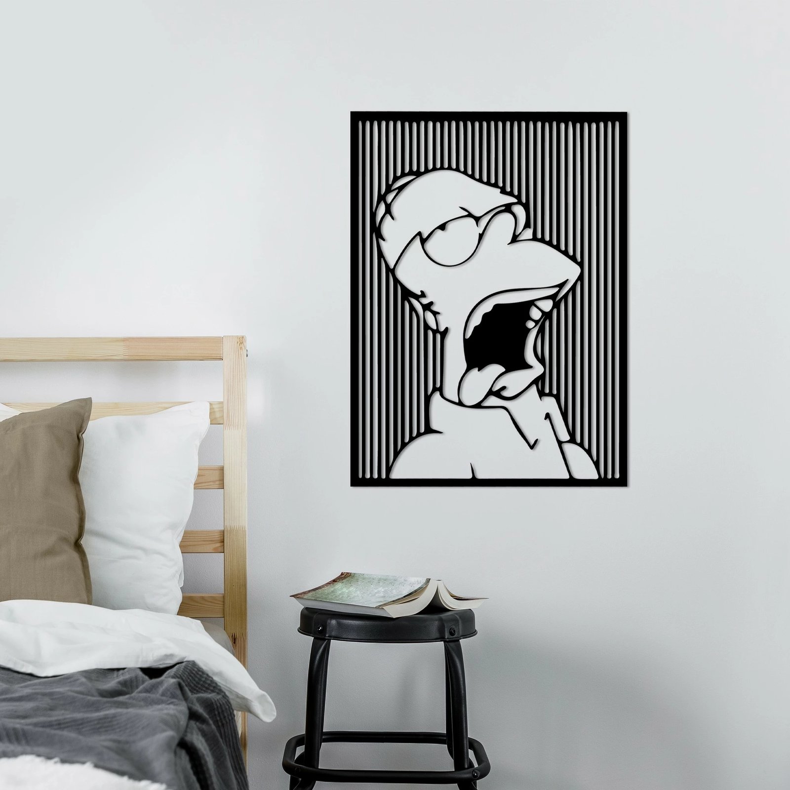 Aksesor dekorativ metalik për mur, Wallity, Sımpson 1, ngjyrë e zezë, 41x56cm